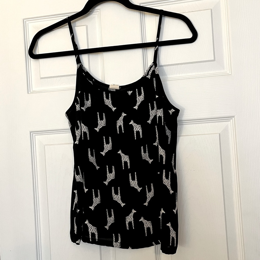 Women’s sheer giraffe adjustable strap tank top